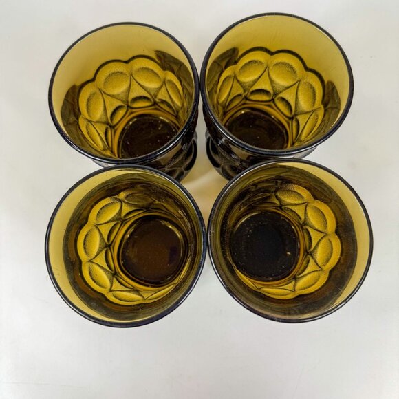 Noritake Spotlight Walnut Brown Water Flat Tumblers Textured MCM Set Of 4 - Picture 3 of 5